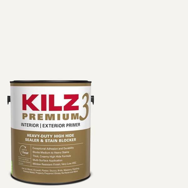 KILZ PREMIUM 1 Gal. White Interior/Exterior Primer, Heavy-Duty High Hide Sealer, and Stain Blocker
