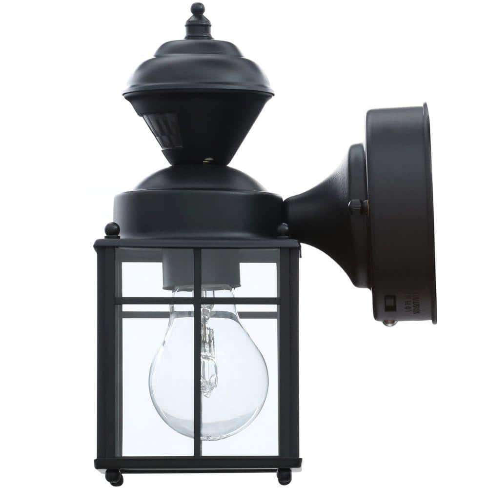 Bayside Black Metal Motion-Sensing Outdoor Wall Lantern Sconce