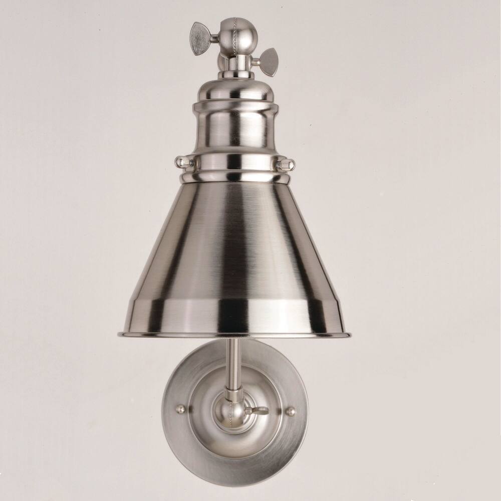 Satin Nickel and Matte White Adjustable Swing Arm Wall Lamp