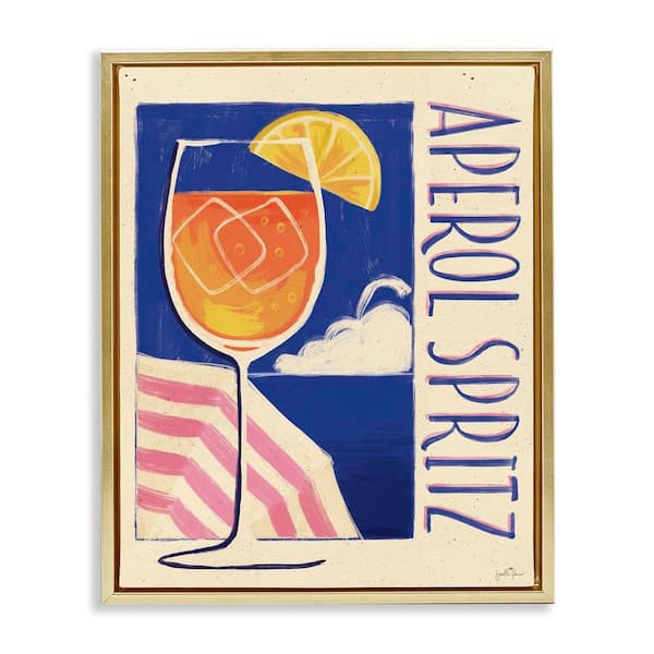 Retro Aperol Spritz by Janelle Penner Gold Floater Frame Food Graphic Art Print 31 in. x 25 in.