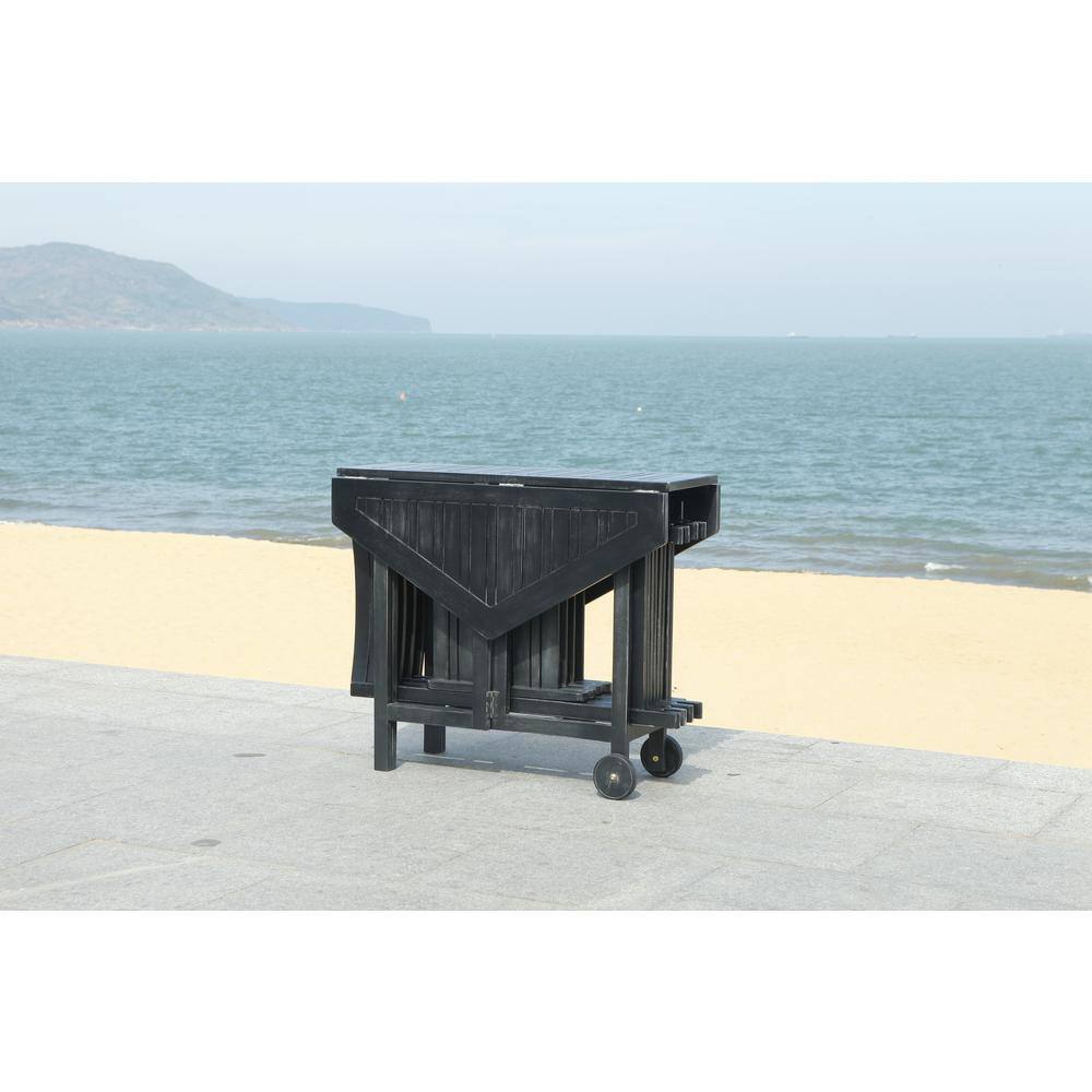 Kerman Black Acacia Wood Hexagonal Outdoor Dining Set