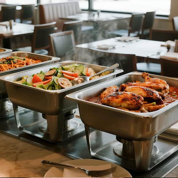 SKYSHALO 6 Pack 1/2 Size 6.3 Qt. Stainless Steel Hotel Pan