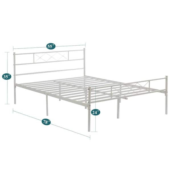 VECELO Victorian Bed Frame ，White Metal Frame 55 in. W Full Size 