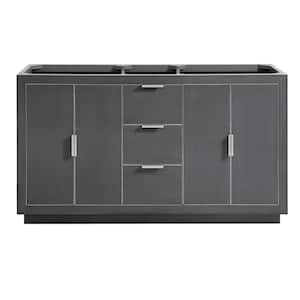 Austen 60 in. W x 21.5 in. D x 34 in. H Bath Vanity Cabinet Only in Twilight Gray with Silver Trim