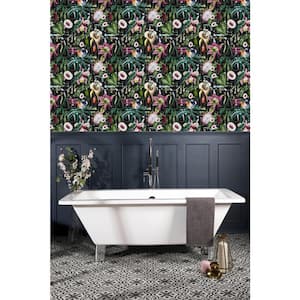 Charcoal Tropical Infinity Floral Multi Non-Woven Wallpaper