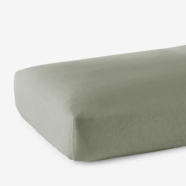 The Company Store Legends Hotel Moss Green Washed Linen Full Fitted Sheet