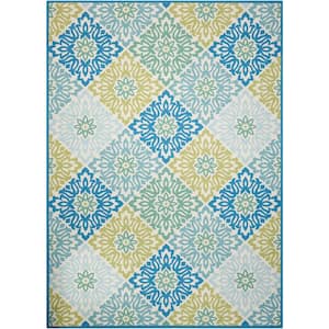 Sweet Things Marine 10 ft. x 13 ft. Geometric Farmhouse Indoor/Outdoor Patio Area Rug
