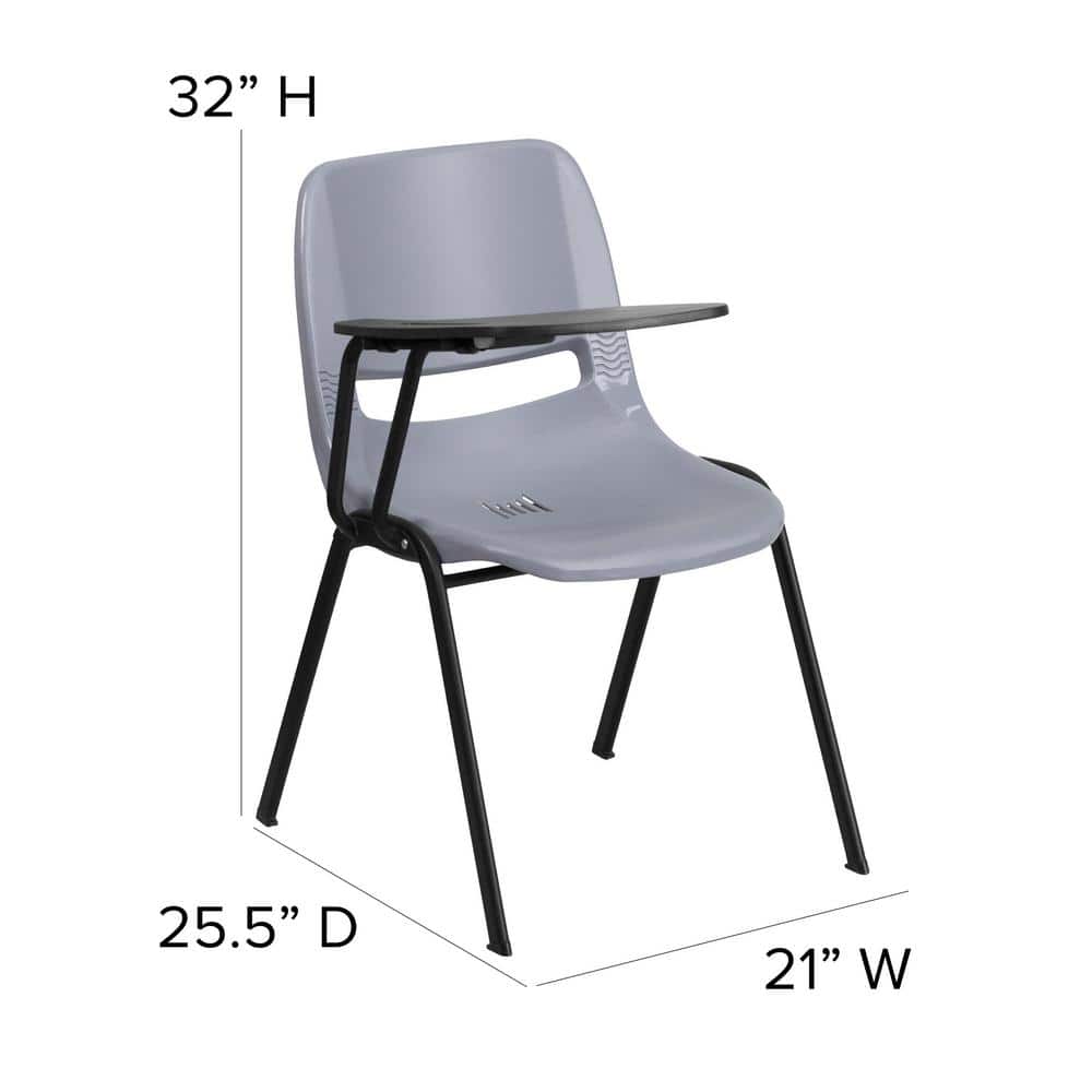 ErgoFlex Gray Adjustable Arm Chair with Flip-Up Tablet Desk