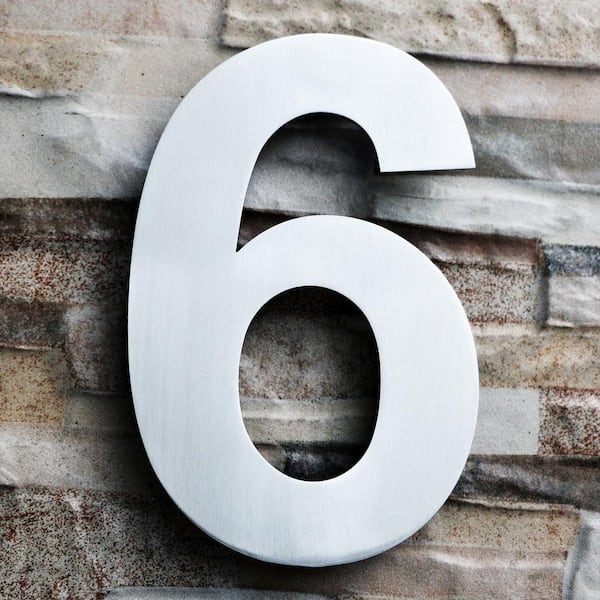 Number 1 one Large 6 Inch Brushed Stainless Steel Qt Modern House Number