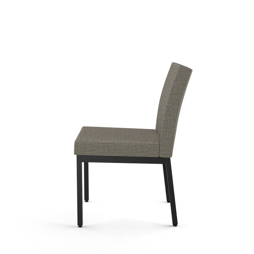 Beige & Black Tweed Fabric Dining Chair with Black Metal Frame, Set of 2