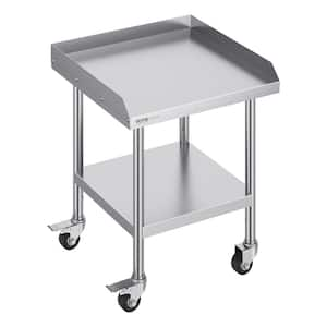 24 in. x 24 in. x 30 in. Commercial Stainless Steel Kitchen Prep Table with 4 Wheels Casters 3-Sided for Restaurant