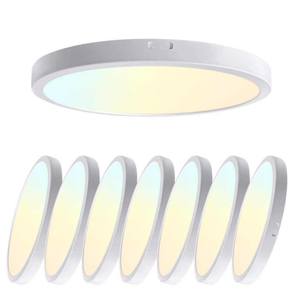 9 in. White New Ultra-Low Profile Integrated LED Flush Mount Light 2700K to 5000K 5CCT Selectable (8-Pack) price history on PriceWatchPro