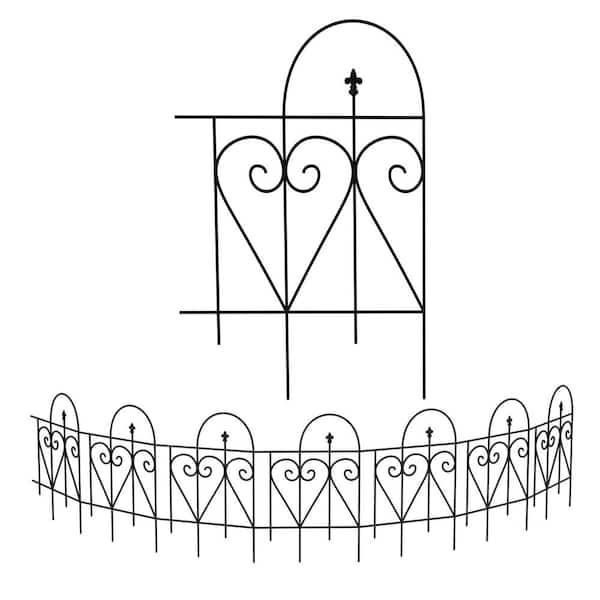 Dovelina 32 in. Black Metal Decorative Outdoor Garden Border Fence