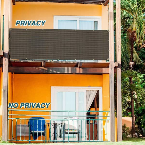 2.5 ft. x 25 ft. Plastic Balcony Privacy Fence Screen, UV Protection for Decorative, Privacy, Garden, Pool, Brown