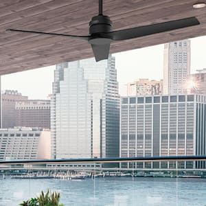 Nocturnal 52 in. Indoor/Outdoor Matte Black Propeller Ceiling Fan with Remote Included for Porches and Covered Patios