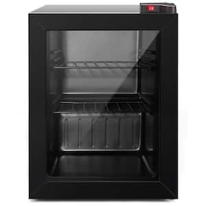 2.1 cu. ft. Manual Defrost Upright Freezer in Black with Removable Shelves and 3-Layers Glass Door Adjustable Thermostat