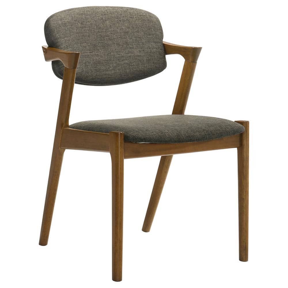 Modern Gray Upholstered Parsons Side Chair with Dark Walnut Legs