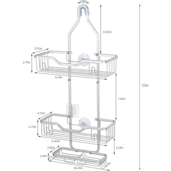 Utopia Alley 3-Shelf Aluminum Rustproof Shower Caddy, Matte Black