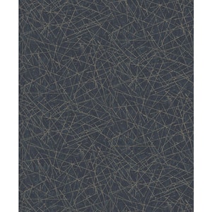 Bulan Dark Blue Abstract Lines Paper Non-Woven Wallpaper Roll