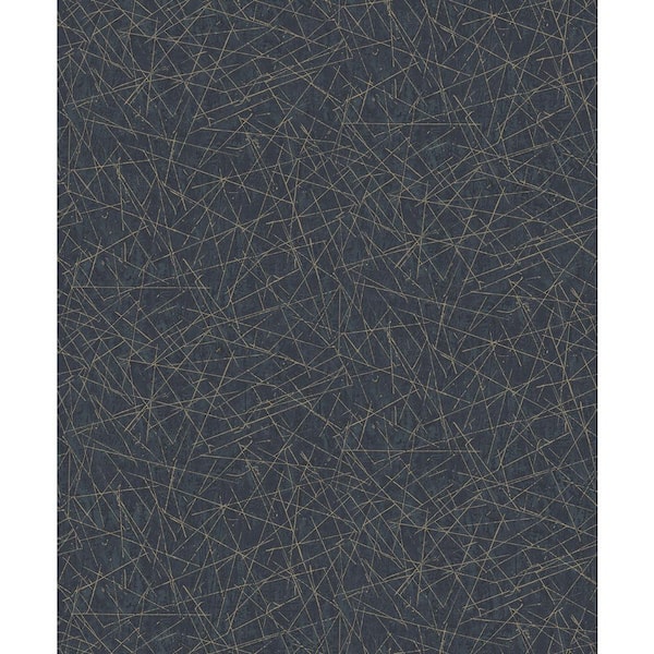 A-Street Prints Bulan Dark Blue Abstract Lines Wallpaper Sample