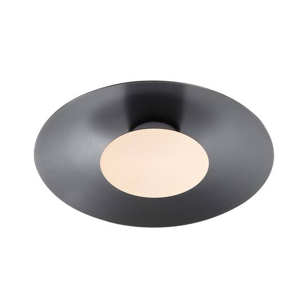 Golden Lighting - Luma 11.75 in. 12-Watt Soft Modern Graphite Integrated LED Flush Mount with French Gold Shade