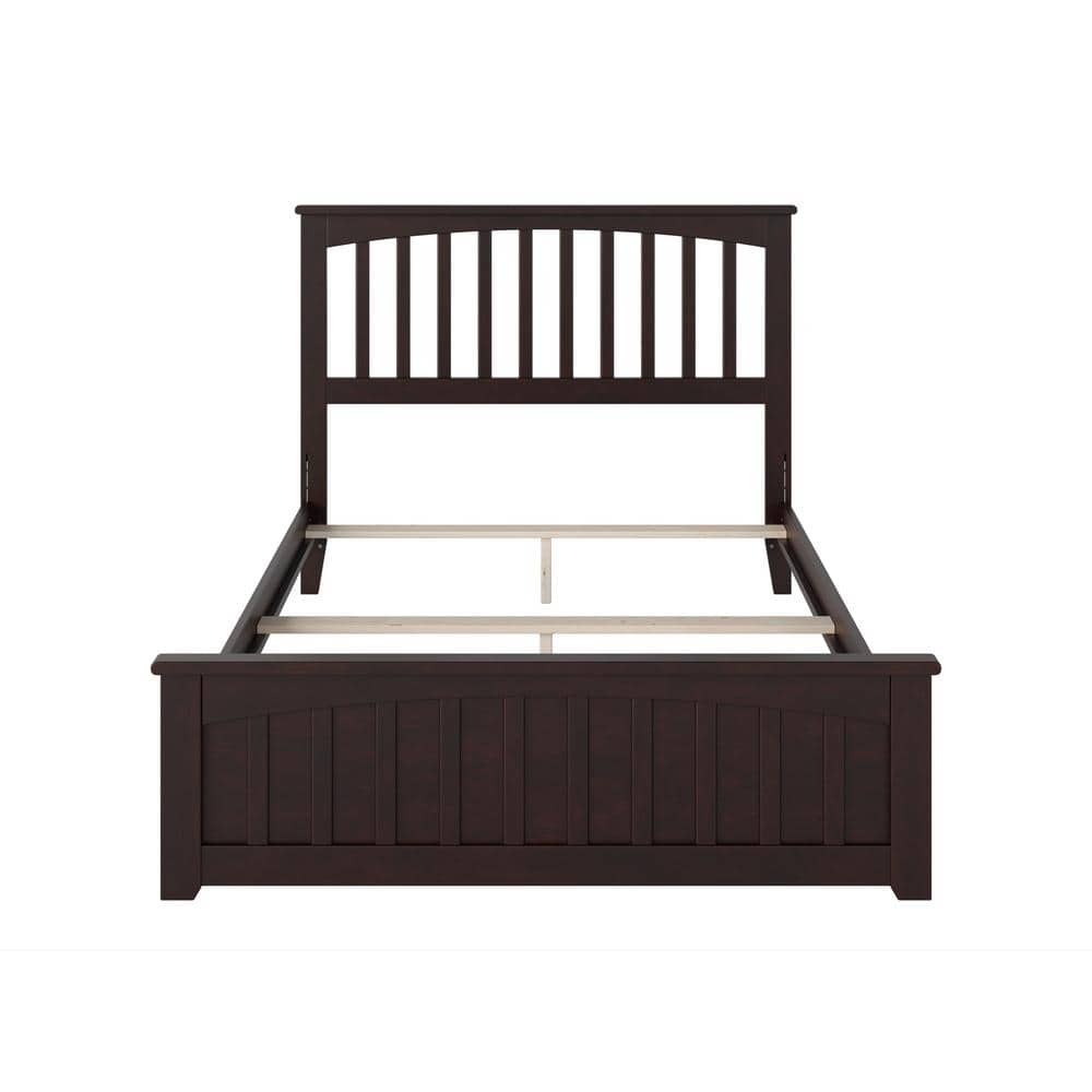 Espresso Full Mission Wood Platform Bed with Headboard