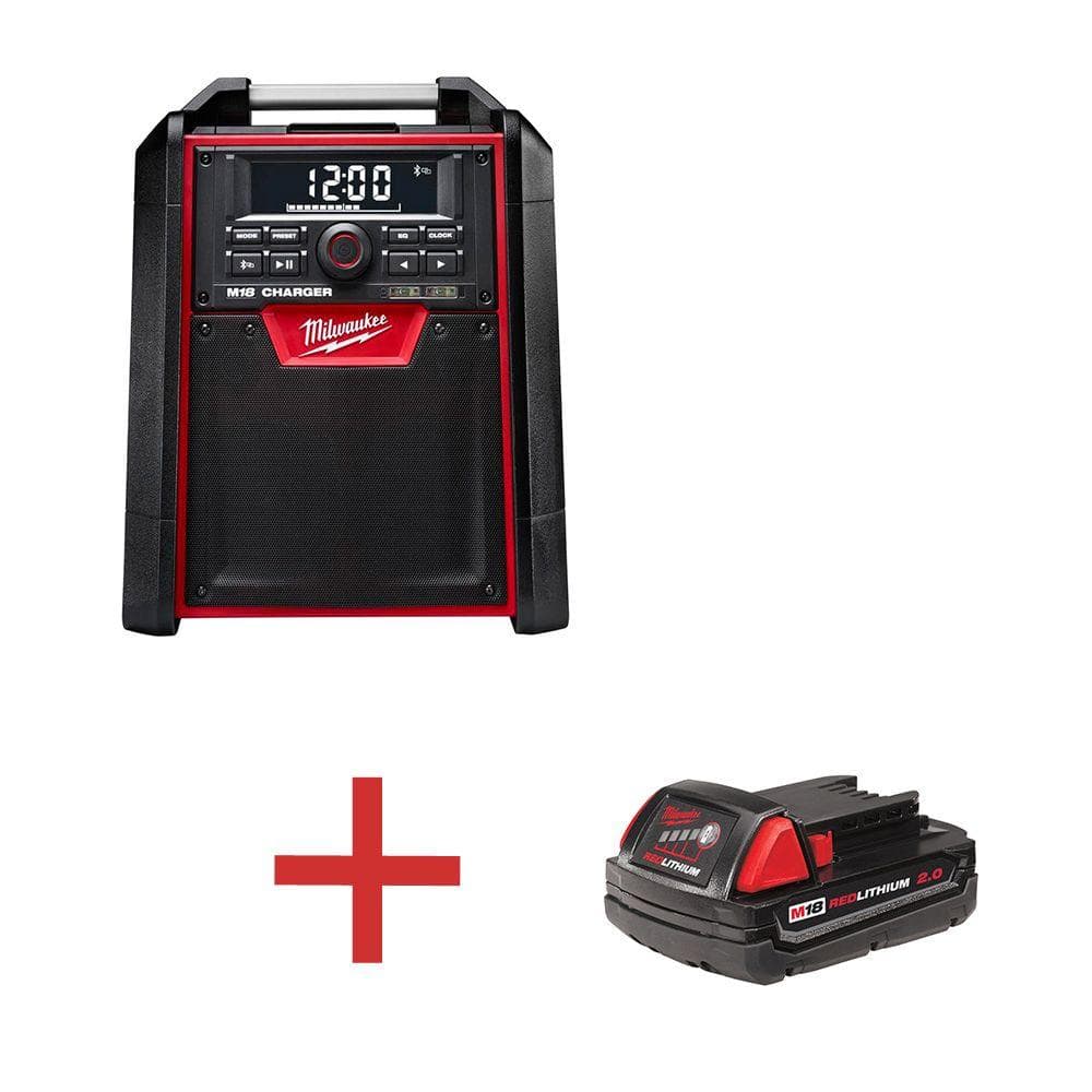 Milwaukee M18 18-Volt Cordless Jobsite Radio/Charger with free M18 2Ah  Compact Battery 2792-20-48-11-1820 - The Home Depot