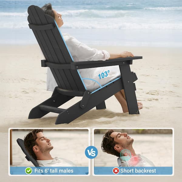 Mximu Black Plastic Outdoor Patio Folding Adirondack Chair FCH1302