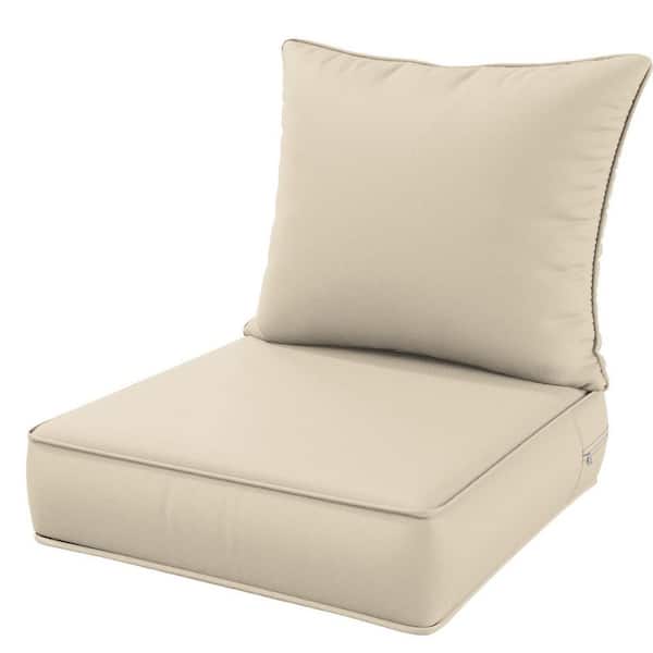 WNP 24 in. x 24 in. x 5 in. Square Outdoor Deep Seating Cushion Set Seat and Back Cushion for Chair and Sofa Cream
