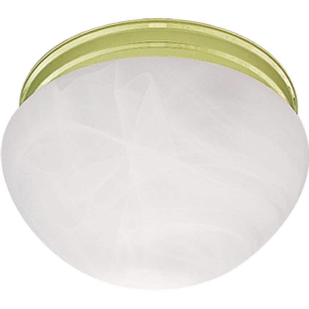 9 in. 2-Light Polished Brass Indoor Flush Mount with Alabaster Glass price history on PriceWatchPro