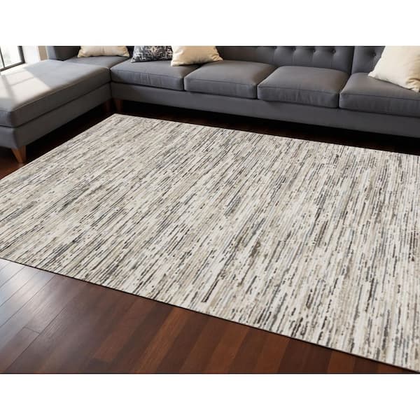 Blue 8 ft. x 11 ft. Woven Striped Rectangle Indoor Area Rug