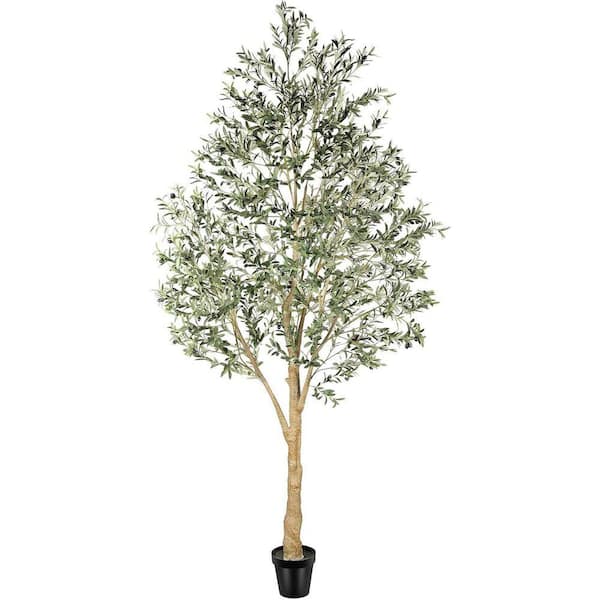 10 ft. Artificial Olive Tree in Pot with Branches and Fruits
