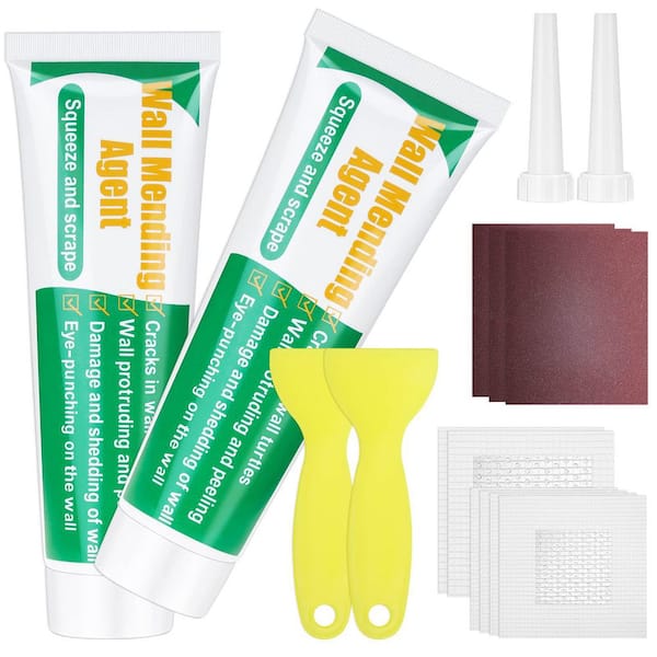 Drywall Repair Kit, Wall Mending Agent with Scraper Easy to Fill The Holes for Home Wall, Plaster Dent Repair (2-Pack)