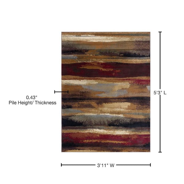 Contemporary 4x6 Area Rug (4' x 5'3'') Abstract Multi, Multi Indoor  Rectangle Easy to Clean 