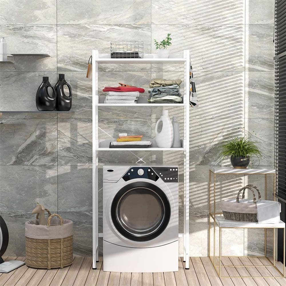 White Metal Frame 3-Tier Over-the-Toilet Storage Shelf