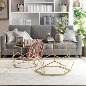 Kristy 22 in. H Mirrored Top Gold Nesting Tables (Set of 2)