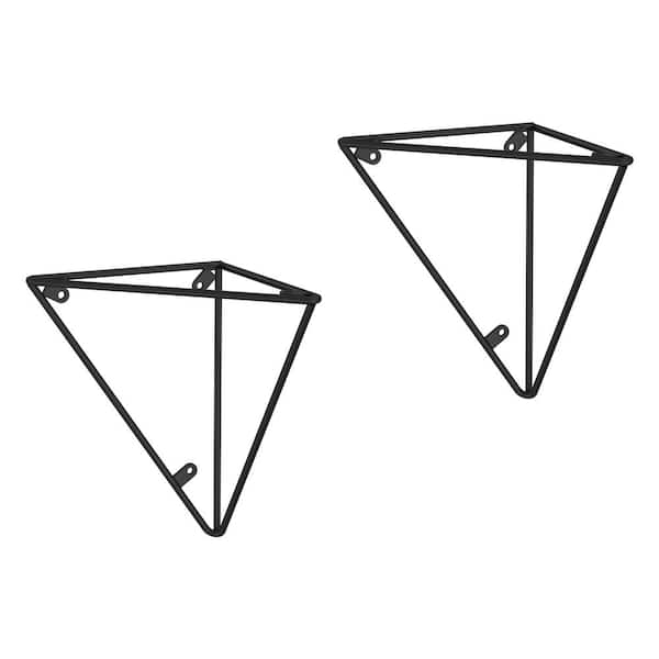 2-Pack 6.28 in. Matte Black Steel Geometric Decorative Shelf Bracket