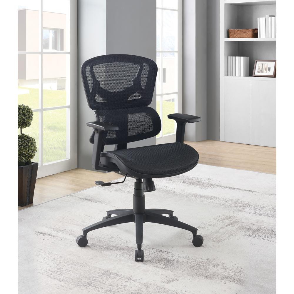 Black Mesh Executive Desk Chair with Adjustable Arms and Metal Base