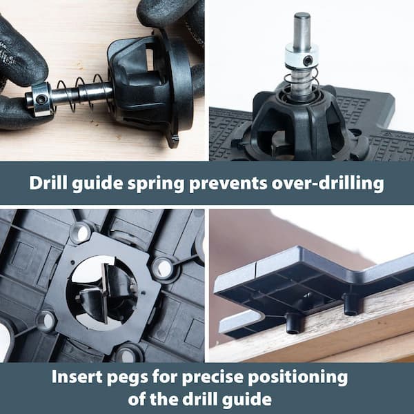 POWERTEC Concealed Hinge Jig with 35 mm Forstner Bit for Cabinet