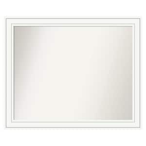 Craftsman White 39 in. x 32 in. Custom Non-Beveled Satin Wood Framed Bathroom Vanity Wall Mirror