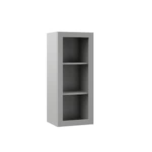 Designer Series Melvern Assembled 15x36x12 in. Wall Open Shelf Kitchen Cabinet in Heron Gray