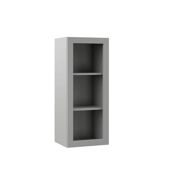 Hampton Bay Designer Series Melvern Assembled 15x36x12 in. Wall Open Shelf Kitchen Cabinet in Heron Gray