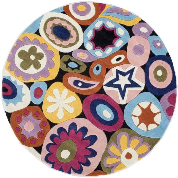 Momeni Young Buck Collection Multi 5 ft. x 5 ft. Round Area Rug