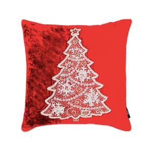 20 in. x 20 in. Christmas Tree Pillow, Red