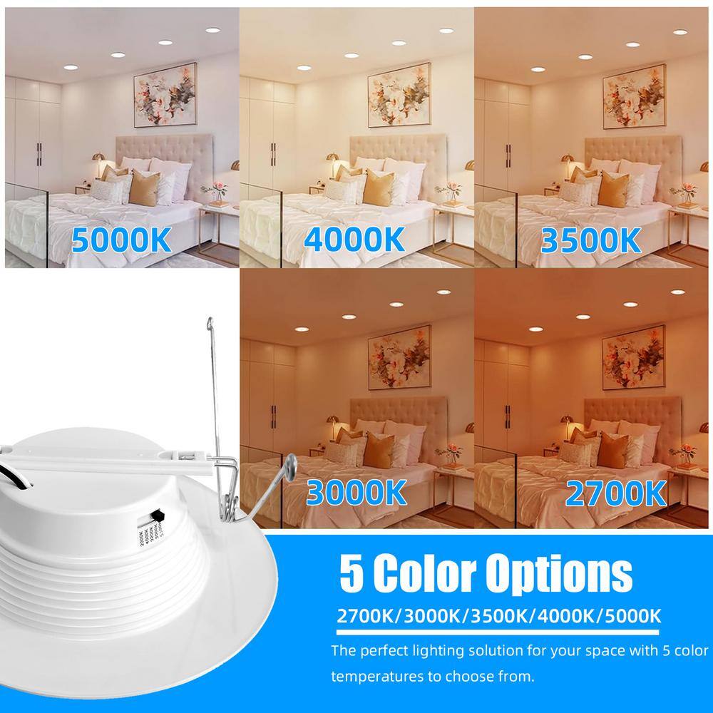 White 6-Inch Selectable LED Baffle Round Downlight Pack