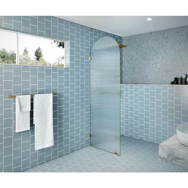 Glass Warehouse Maven 28 in. W x 86.75 in. H x .375 in. D Frameless Shower Door - Arched Fluted Single Fixed Panel