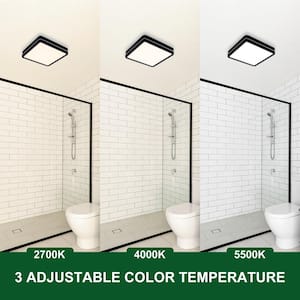 Bathroom Exhaust Fan with Light, Dimmable 3CCT LED Light with Night Light, 80 CFM, 2-Sones, Square, Black