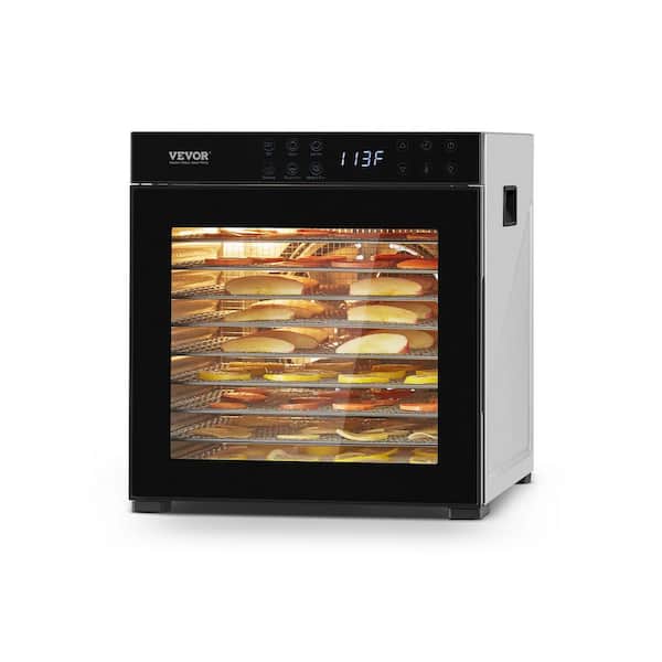 10-Tray Food Dehydrator, 1000W Electric Dryer in Silver with Adjustable Temp, 24-Hr Timer for Jerky, Fruits, Veggies