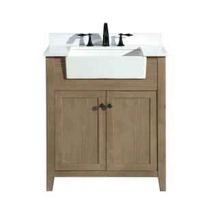 Sally 30 in W x 20.5 in D x 34.5 H Single Bath Vanity in Weathered Fir with White Engineered Stone Top with White basin