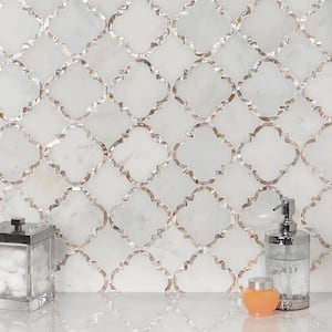 Veil Diana White 13.8 in. x 13.8 in. Polished Marble Mosaic Tile (1.32 sq. ft./Each)